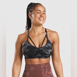 NWT Gymshark GS Power Sports Bra Black Print Sz S